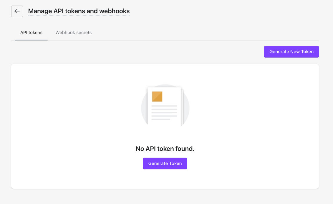 Loop API tokens page with Generate New Token