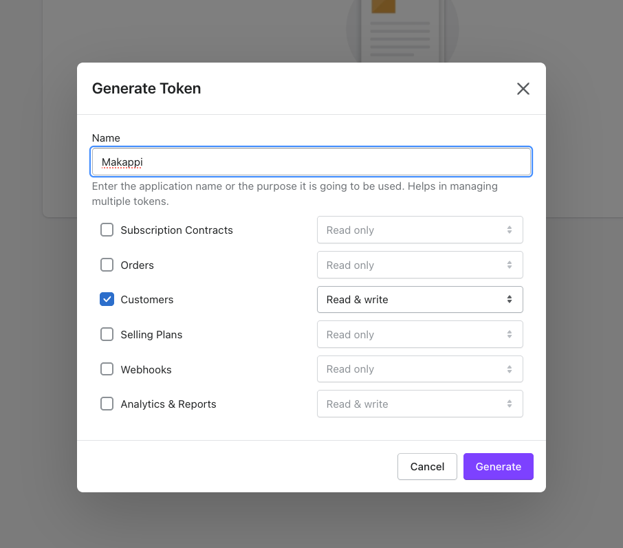 Loop token form with Customers Read and write selected
