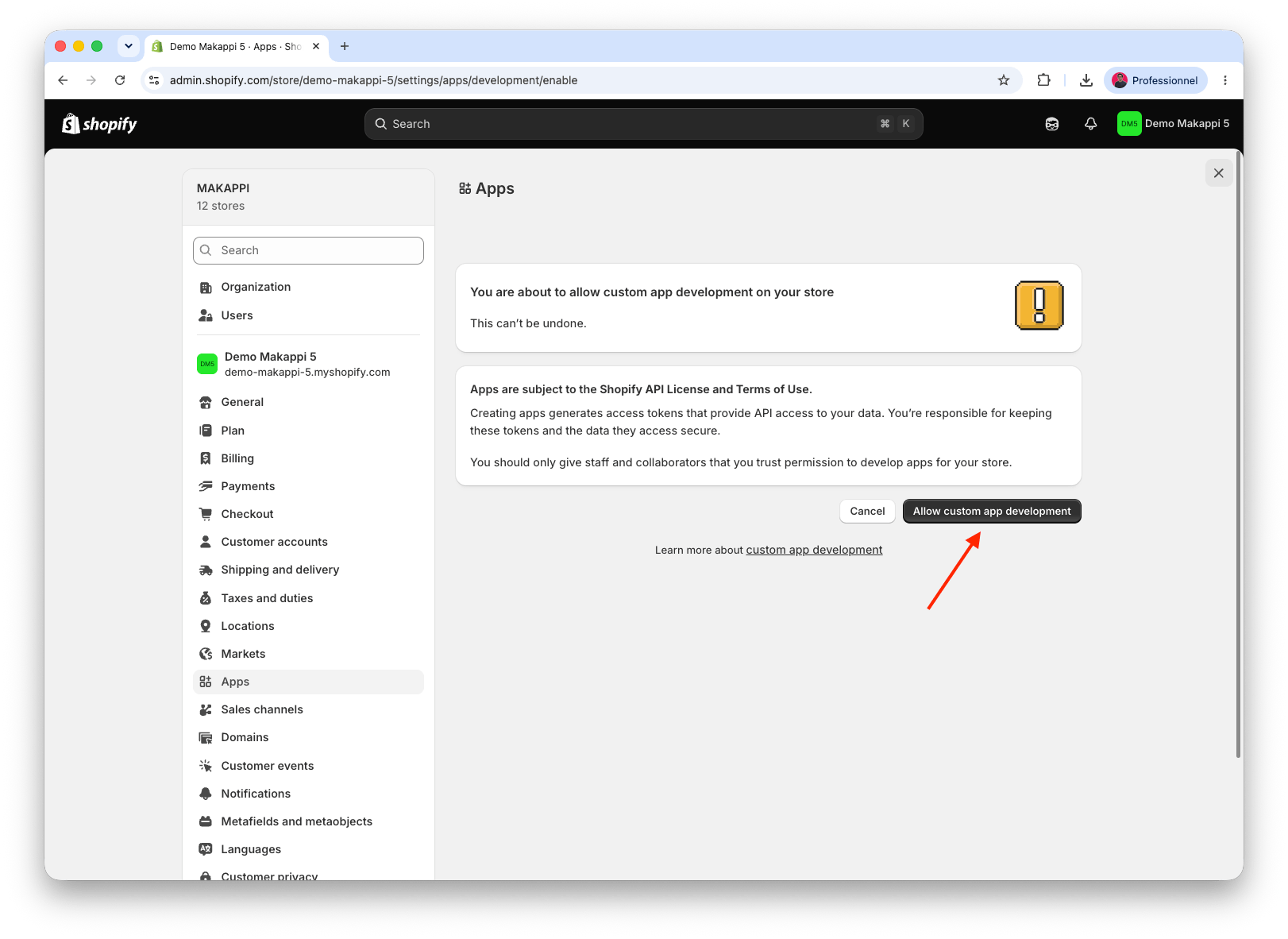 Confirmation du développement d'applications personnalisées